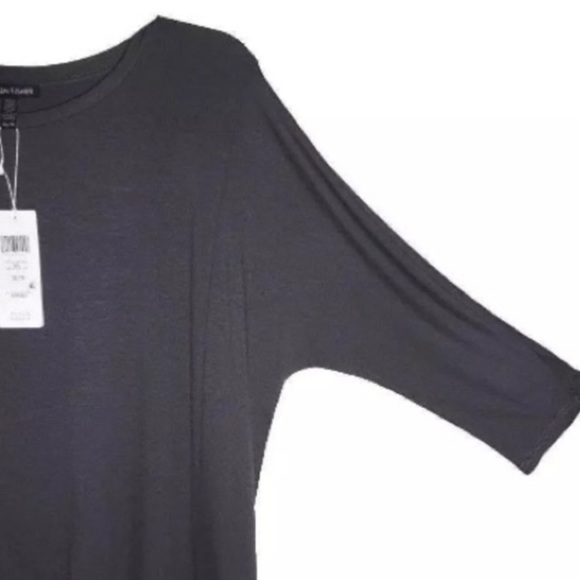 Eileen Fisher VINTAGE Top Jersey Ballet Neck XSmall 2 4 Bark Notched Hem NWT - Picture 5 of 13